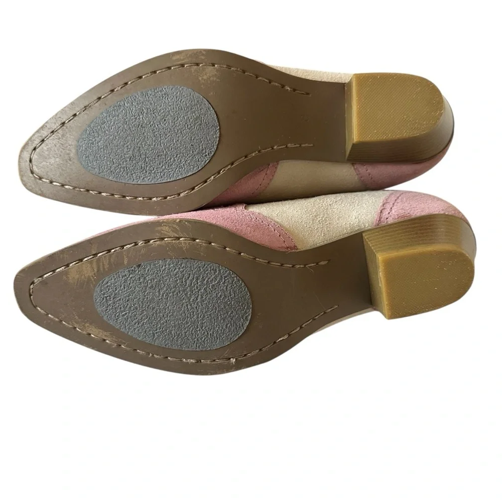 Oak Tree Western Suede Booties Pink Cream Size 8
